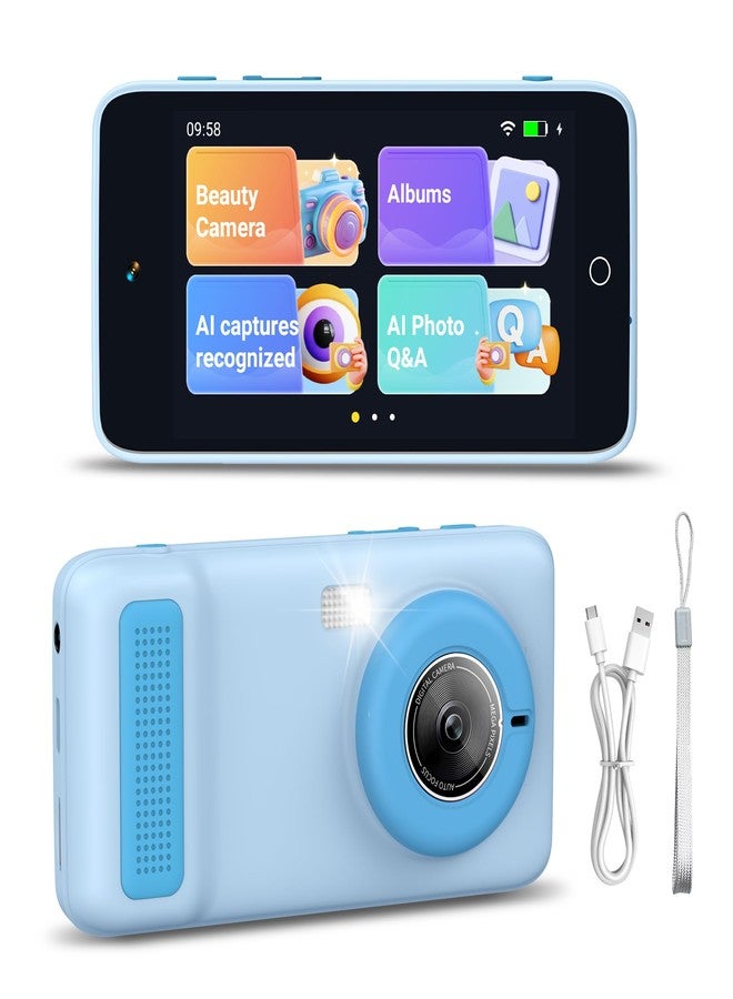 E teacher Digital Camera for Kids and Starters, AI Camera with Dual Lens, Cameras for Photography with WiFi, 3.97IN Digital Camera Toys for Toddler Birthday Gifts(Blue) - Image 1